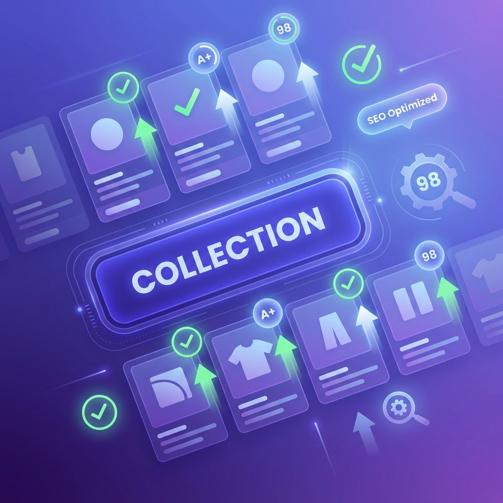 Shopify collection page with SEO optimization indicators