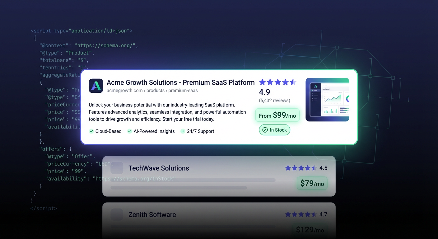 Google search results showing rich snippets with star ratings and prices